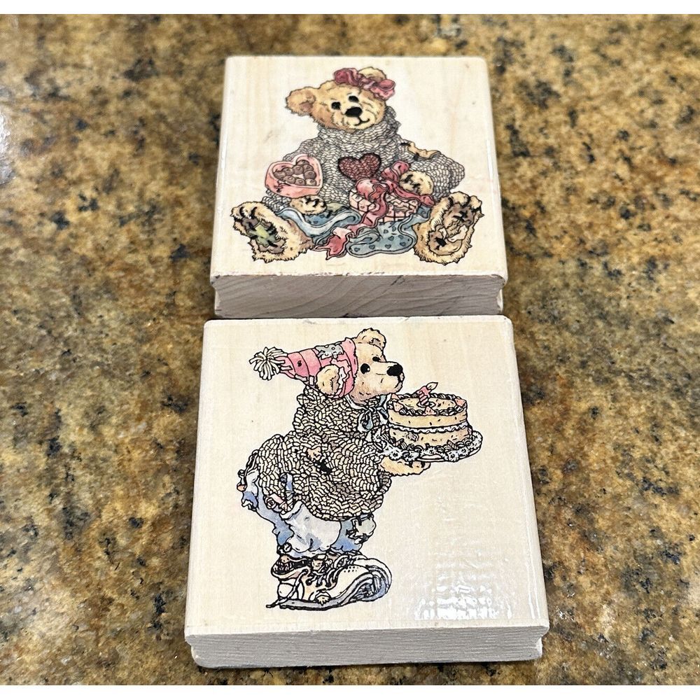 Boyds Bears Friends Baileys Heart Desire Harrison's Birthday 2 Rubber Stamps